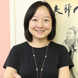 asian woman with dark hair