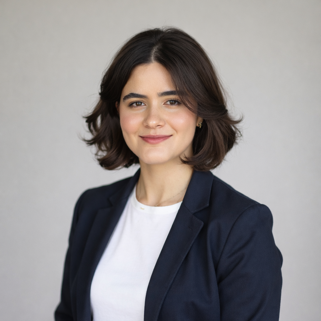 woman with dark short hair